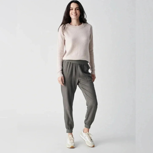 Faherty Arlie Day Jogger Womens S Green Linen Blend Stretch Pull On Granola Girl - Picture 1 of 13